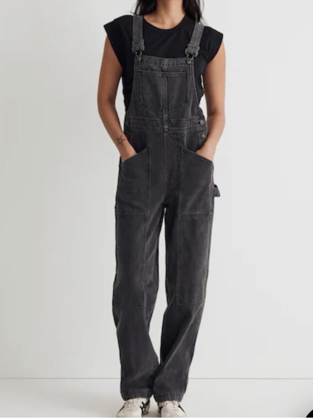 Madewell Denim Oversized Carpenter Overalls in Hartwell Wash size small gray - Picture 1 of 13